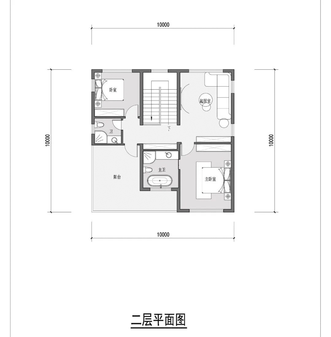 10×10米现代风格二层自建别墅